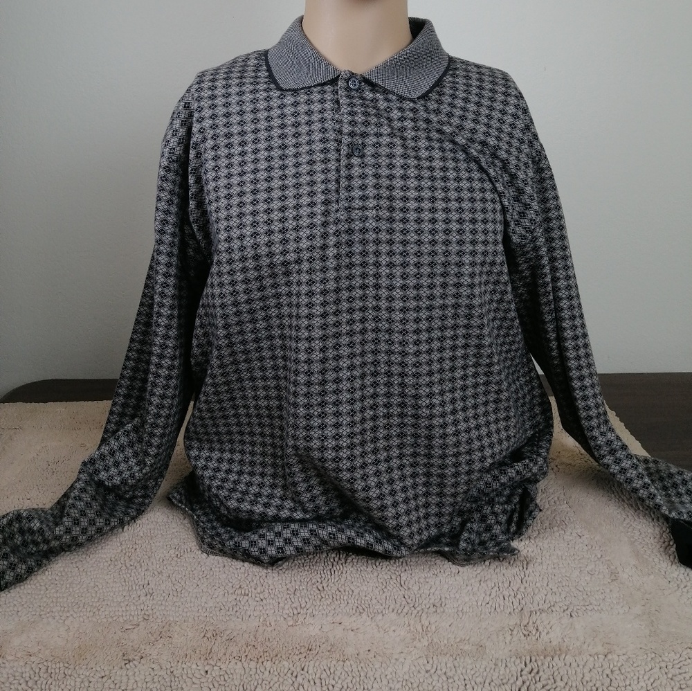 Arrow Gray Long Sleeve Polo Rugby shirt size large